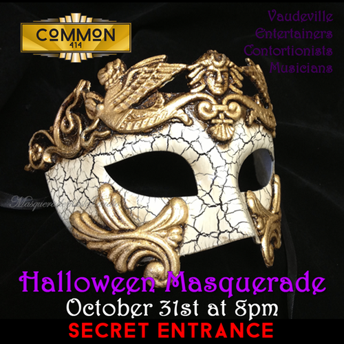 Secret entrance to Common 414's Halloween masquerade party