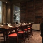 Dining rooms, separated by large barn doors