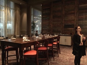 Dining rooms, separated by large barn doors