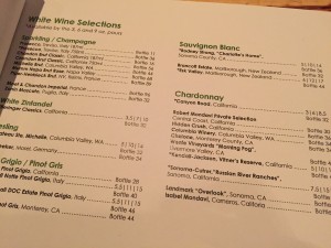 Wine menu