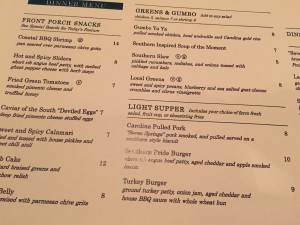 Introductory menu - full menu expected by late January/early February