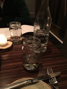 Water served in mason jars