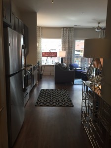Studio unit with furniture staging at The Lincoln Apartments