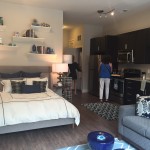 Studio unit with furniture staging at The Lincoln Apartments