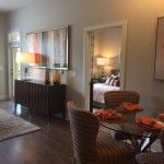 Staged one-bedroom unit at The Lincoln Apartments