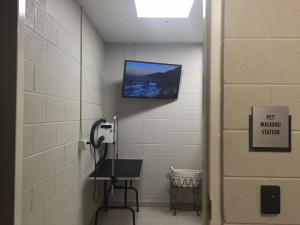 Pet wash area for residents of The Lincoln Apartments