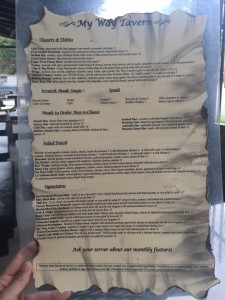 My Way Tavern menu
