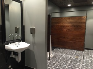 Intricate bathroom designs at Vita Vite in Downtown Raleigh