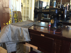 Vintage sewing machine at Glenwood Tailors of Downtown Raleigh