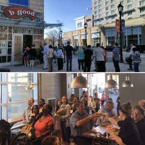 DTRNews.com | Downtown Raleigh News | Large crowds turn out on Fayetteville Street for b.good's Downtown Raleigh opening