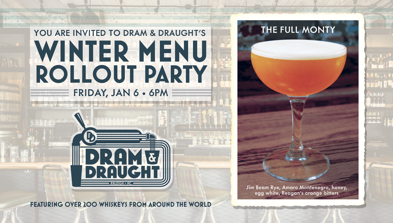 Dram & Draught to hose winter menu rollout party in Downtown Raleigh on Friday, Jan. 6